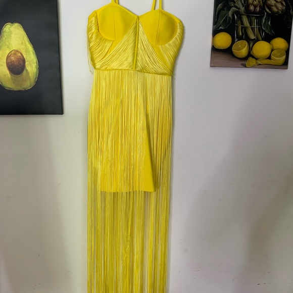 Yellow Fringe Bandage Dress - Picture 6 of 8